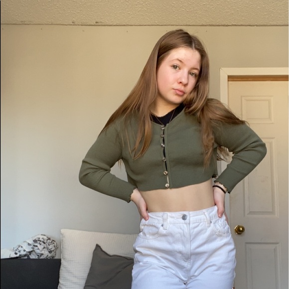 Green cropped cardigan - Picture 8 of 11